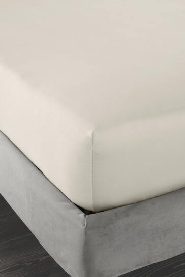 Bianca Oyster 400 Thread Count Cotton Sateen Fitted Sheet