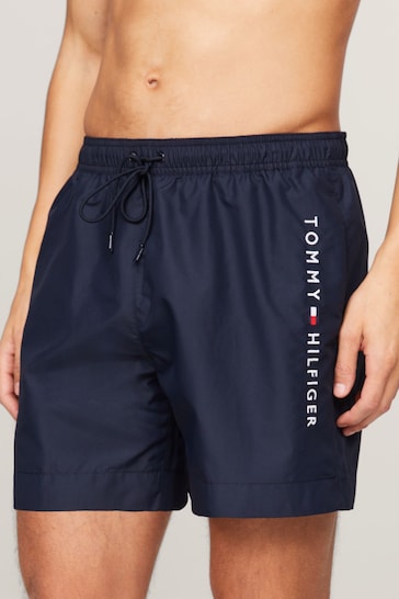 Tommy Hilfiger Medium Blue Logo Drawstring Swim Shorts