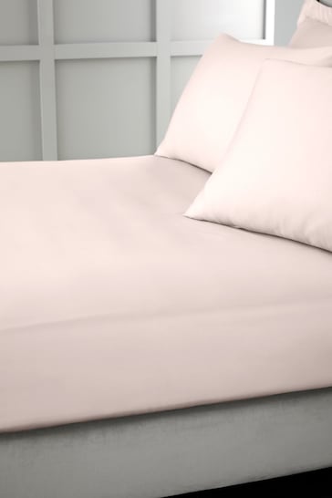 Bianca Blush Pink 400 Thread Count Cotton Sateen Fitted Sheet