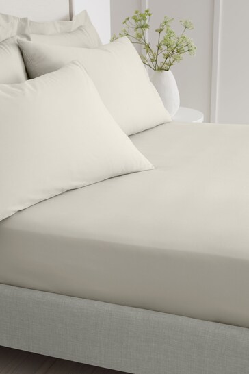 Bianca Natural 200 Thread Count Cotton Percale Deep Fitted Sheet