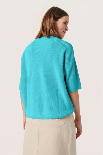 Soaked in Luxury Blue Tuesday Half Sleeve Pullover Jumper