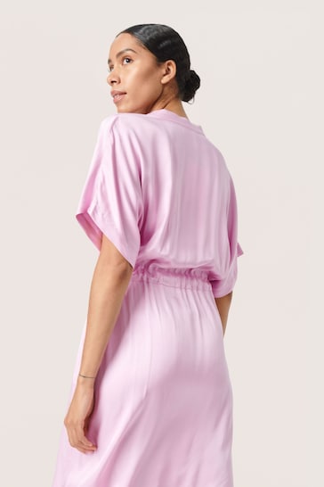 Soaked in Luxury Pink Charma Short Sleeve Tying Belt Dress