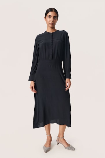 Soaked in Luxury Layna Maxi Long Sleeve Shirt Black Dress