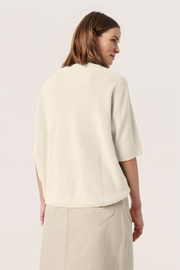 Soaked in Luxury Tuesday Half Sleeve White Pullover Jumper