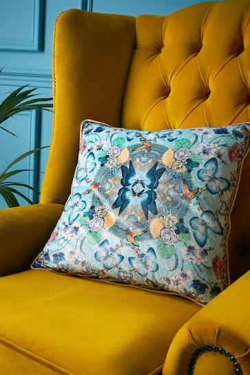 Matthew Williamson Blue Heritage Butterfly Cushion