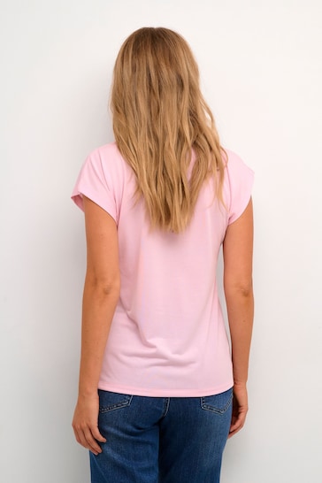 Kaffe Pink Lise V-Neck Short Sleeve T-Shirt