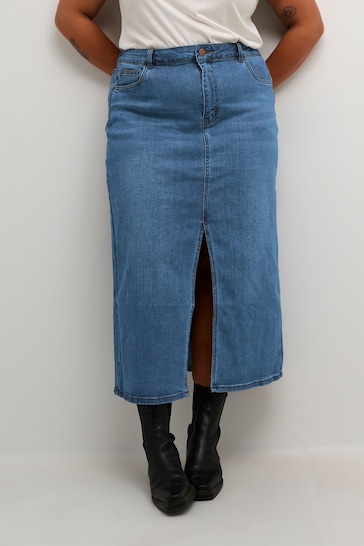Kaffe Blue Sinem Denim Midi Length Skirt