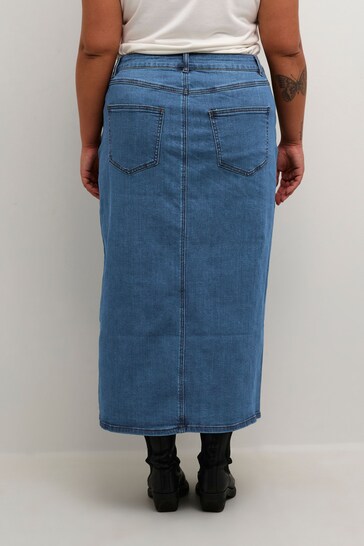 Kaffe Blue Sinem Denim Midi Length Skirt