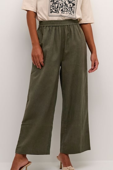 Kaffe Green Vigga Culotte Elastic Waist Trousers