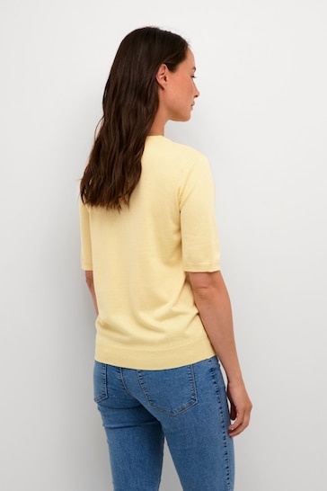 Kaffe Yellow Lizza Short Sleeve Round Neck Pullover Jumper