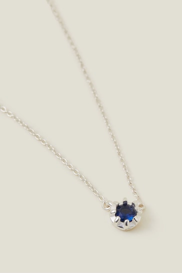 Accessorize Blue Sterling Silver Stone Pendant Necklace