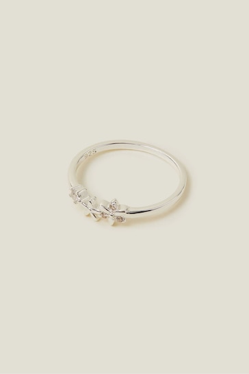 Accessorize Sterling Silver Plated Sparkle Flower Ring