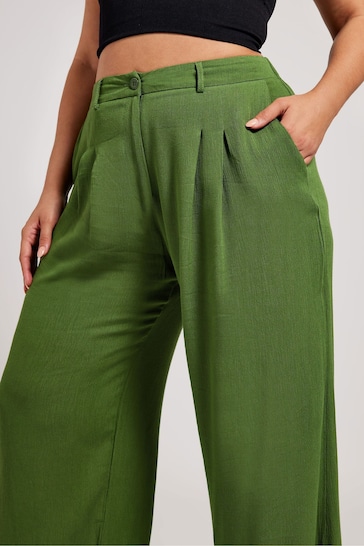 Yours Curve Green Pleated Front Trousers