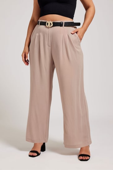 Yours Curve Pink Pleated Front Trousers