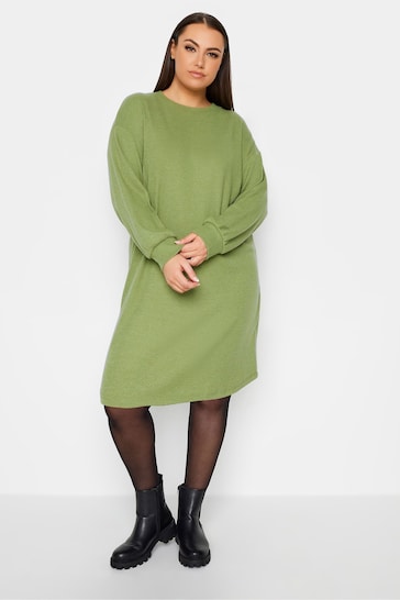 Yours Curve Dark Green Soft Touch Jumper Dress