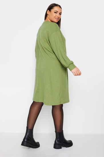 Yours Curve Dark Green Soft Touch Jumper Dress