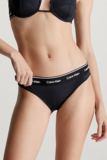 Calvin Klein Slogan Waistband Black Bikini