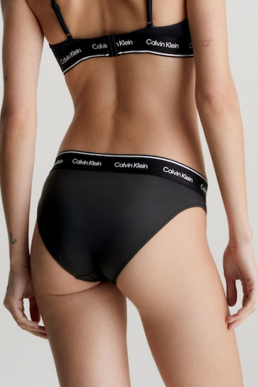 Calvin Klein Slogan Waistband Black Bikini