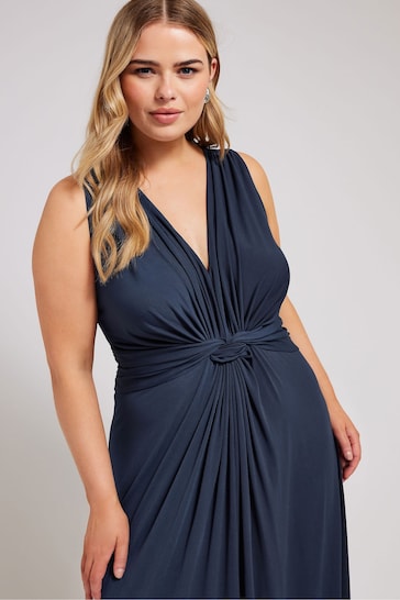 Yours Curve Blue Knot Front Maxi Dress