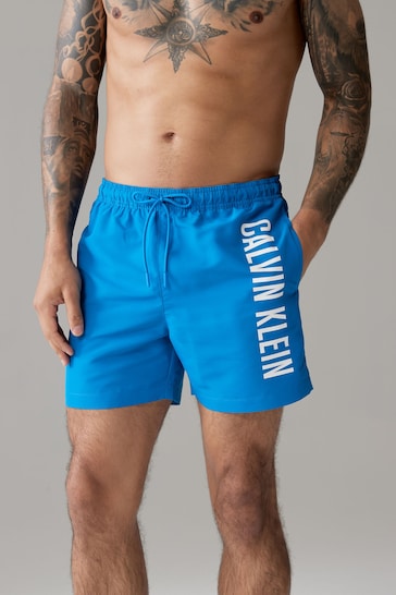 Calvin Klein Blue Slogan Swim Shorts