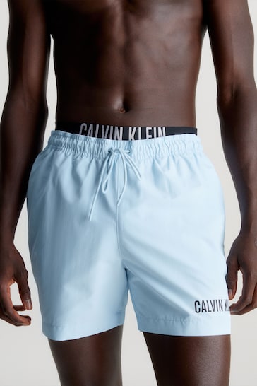 Calvin Klein Blue Slogan Waistband Swim Shorts
