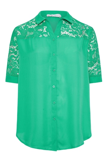 YOURS LONDON Curve Green Lace Sleeve Shirt