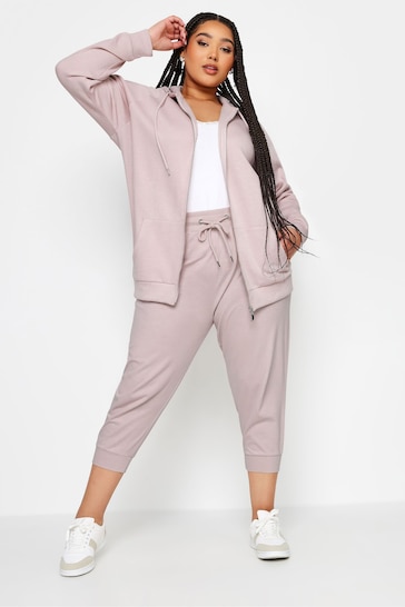 Yours Curve Dusty Pink Zip Through Hoodie