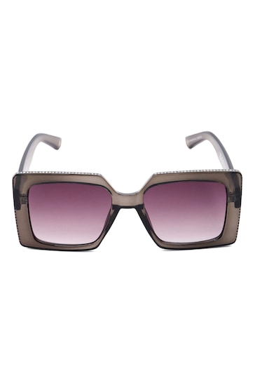 Dune London Grey Glitzy Diamanté Rectangular Sunglasses