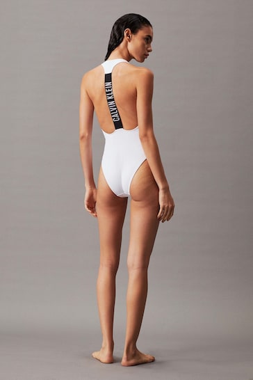 Calvin Klein Racerback White One Piece Swimsuit