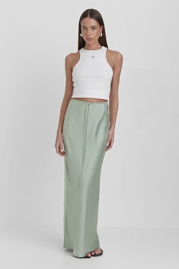 4th & Reckless Green Yimena Satin Midaxi Skirt