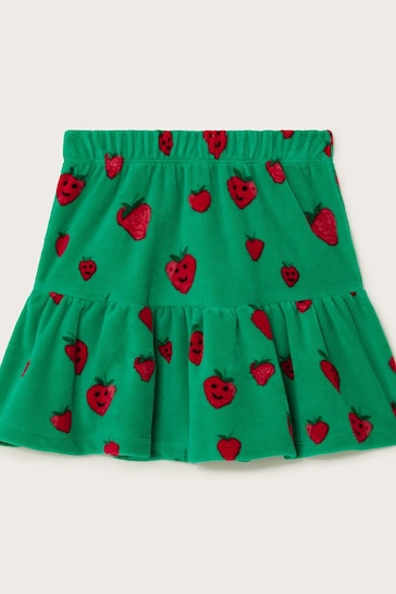 Monsoon Green Strawberry Velour Skirt