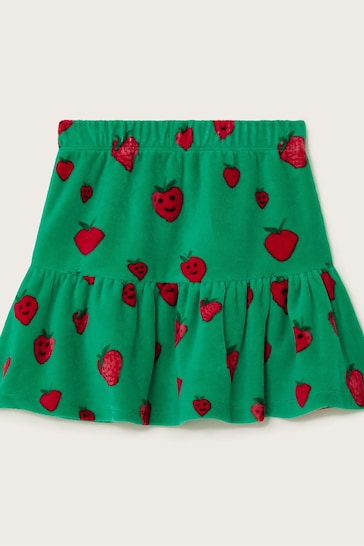 Monsoon Green Strawberry Velour Skirt