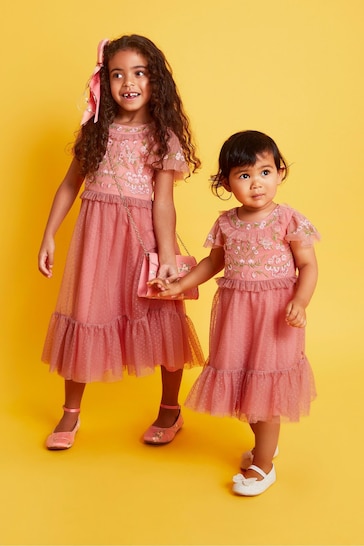 Monsoon Pink Baby Josephine Embroidered Dress