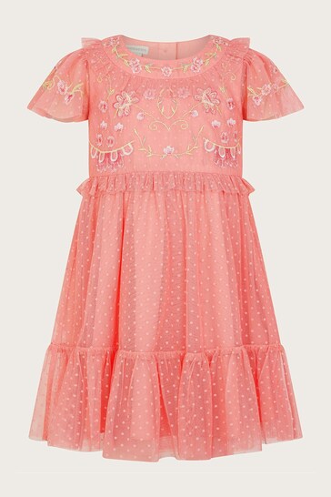 Monsoon Pink Baby Josephine Embroidered Dress