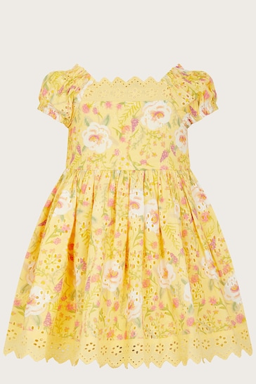 Monsoon Yellow Baby Broderie Dress
