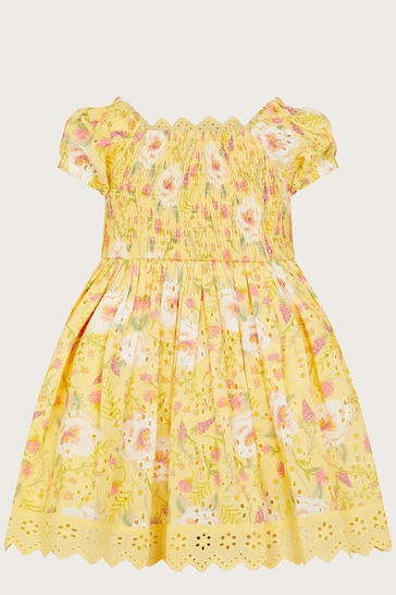 Monsoon Yellow Baby Broderie Dress