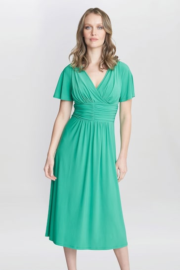 Gina Bacconi Green Frieda Jersey Print Dress
