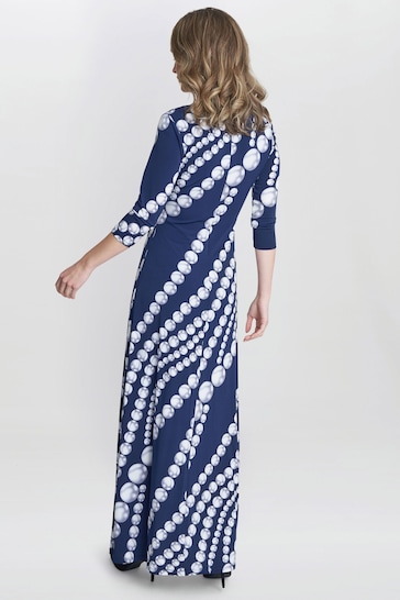 Gina Bacconi Blue Carly Jersey Wrap Maxi Dress