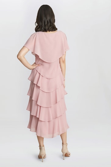 Tessa Midi Tiered Dress With Shoulder Trim