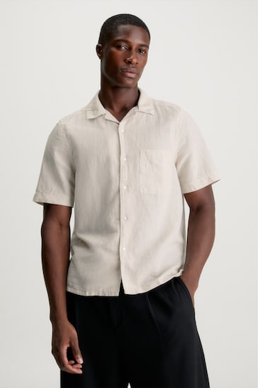 Calvin Klein Natural Linen Cuban Shirt