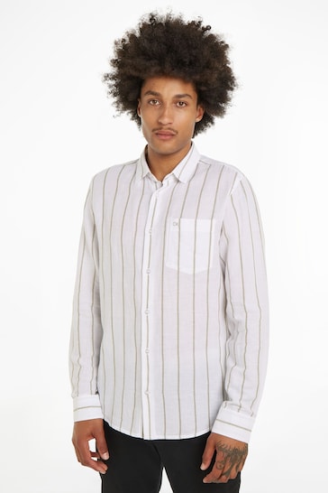 Calvin Klein Linen Cotton Stripe Shirt