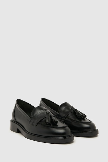 Schuh Lina Leather Tassel Black Loafers