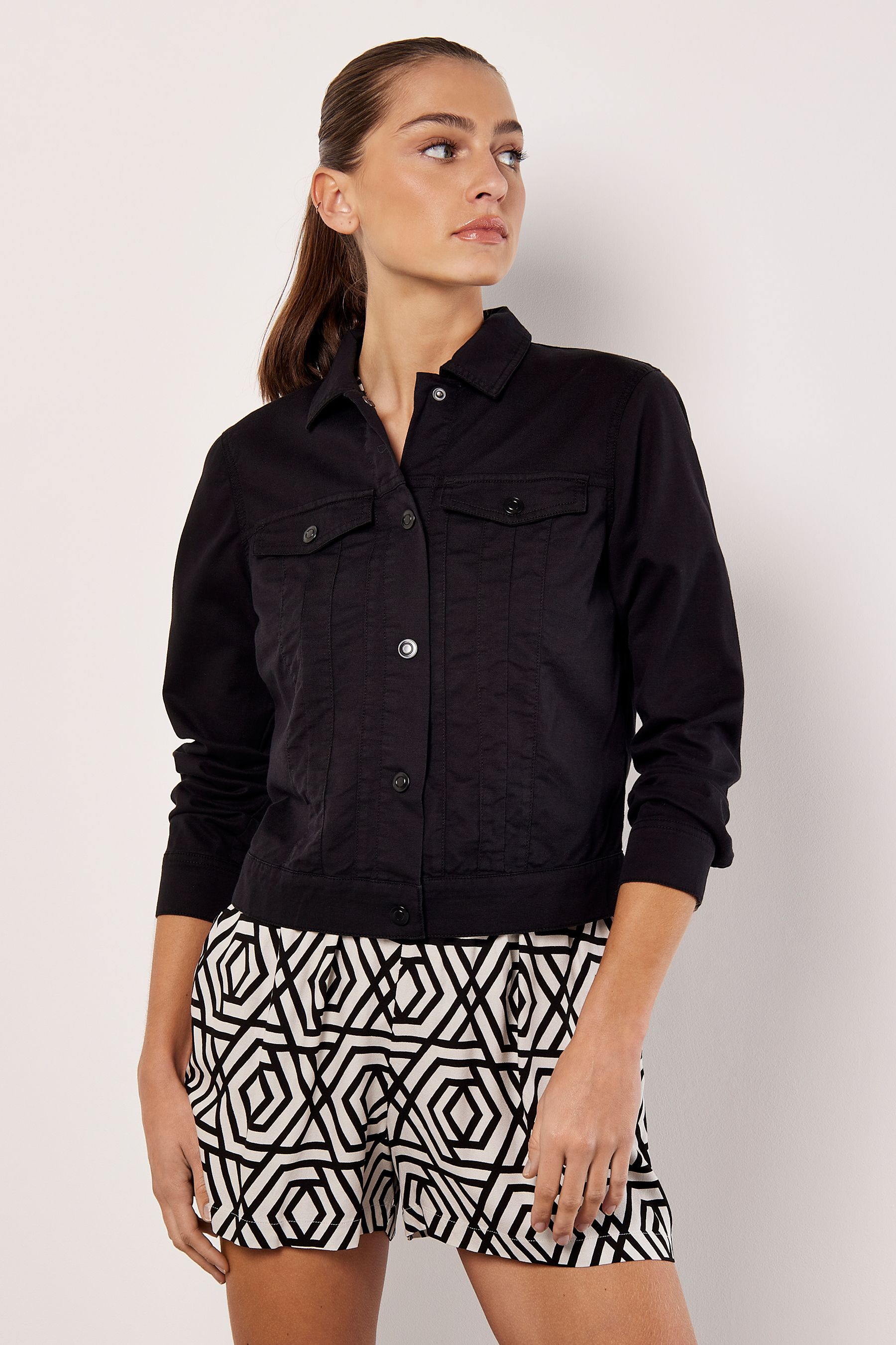 Black denim jacket dress top