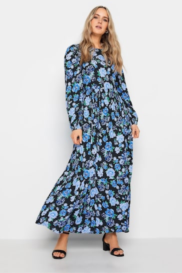 Long Tall Sally Blue Floral Print Tiered Maxi Dress