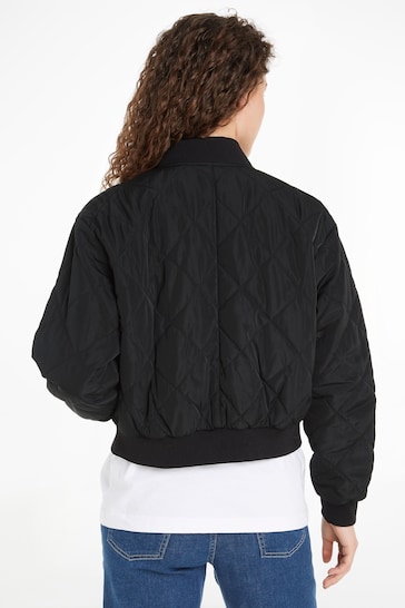 Calvin Klein Logo Quilted Bomber Black Jacket
