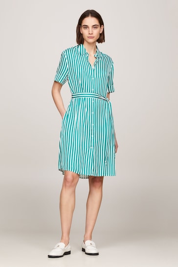 Tommy Tote Hilfiger Stripe Midi Shirt Dress