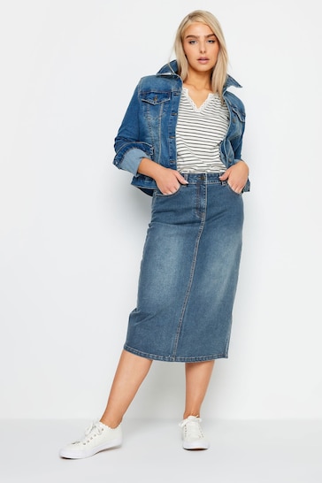 M&Co Blue Denim Midi Skirt