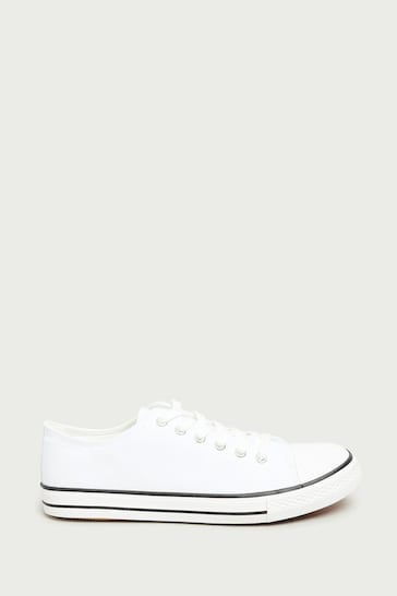 Long Tall Sally White Canvas Low Trainers