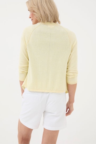 FatFace Yellow Tie Front Cardigan