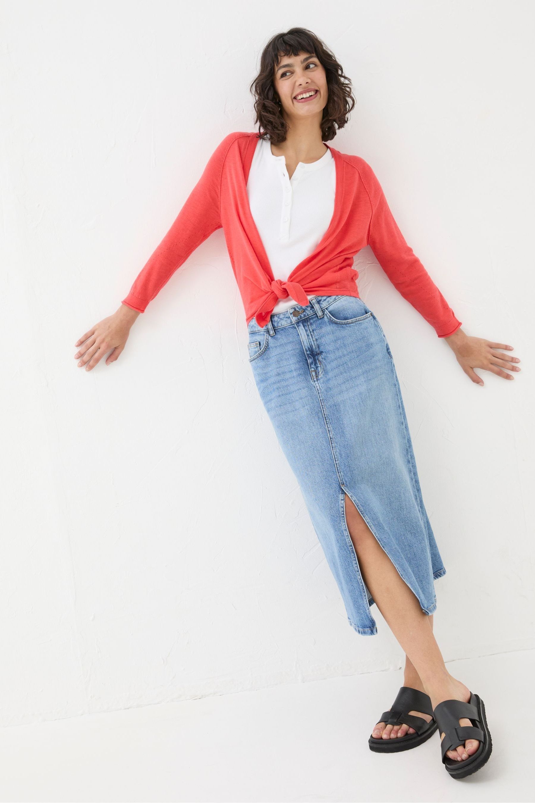 Red tie front cardigan store